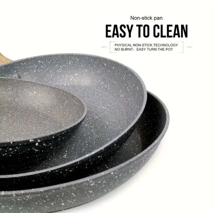 3pcs Non-Stick Pan Set Aluminum 17.78 cm - 24.13 cm - 27.94 cm Grey Foa And Pfas-Free for Kitchen Co