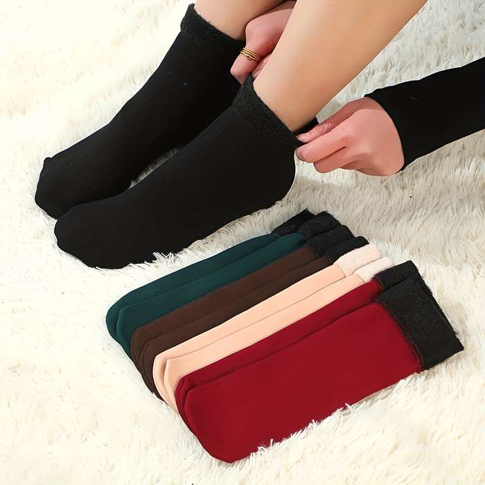 Sock Mixed Color 6 Pairs  Fleece Warmth   One Size