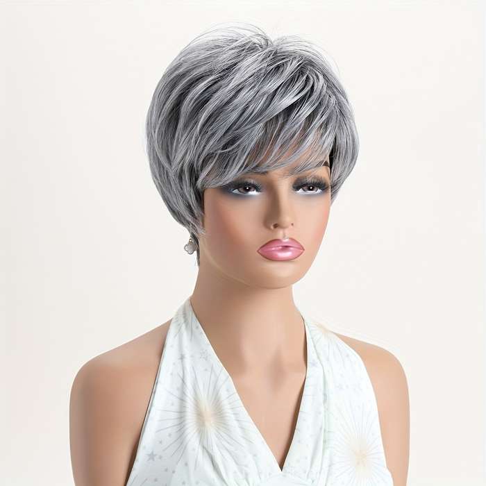 1Pc Silvery Gray 25.4cm Fashion Design Wig
