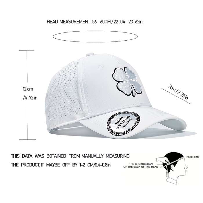 1pc Lucky Life Embroidered Four-Leaf Clover Baseball Cap 100% Polyester Sports Hat for Men and Wom