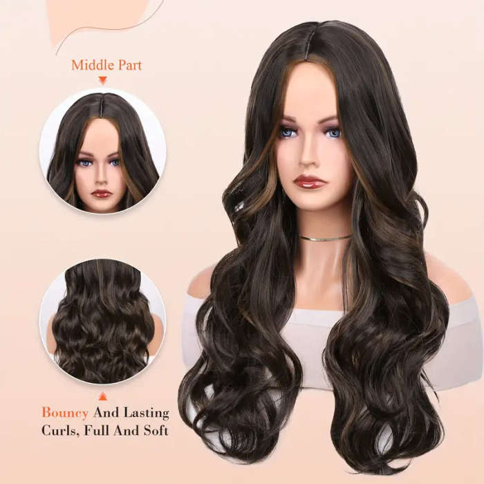 Women's Synthetic Ombre Brown Layered Wavy Wig