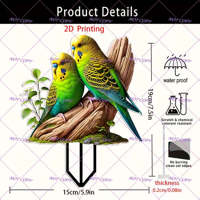 1pc 2D Flat   Simple Acrylic Bird Print Love Bird Multi-Functional Multi-Village Style Grou