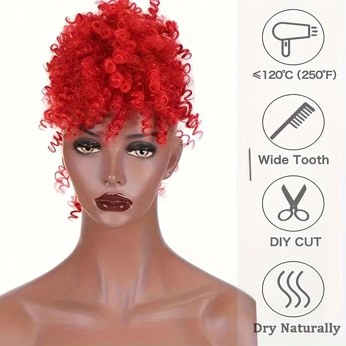 1Pc Dark Pink 40.64cm Fashion Design Wig