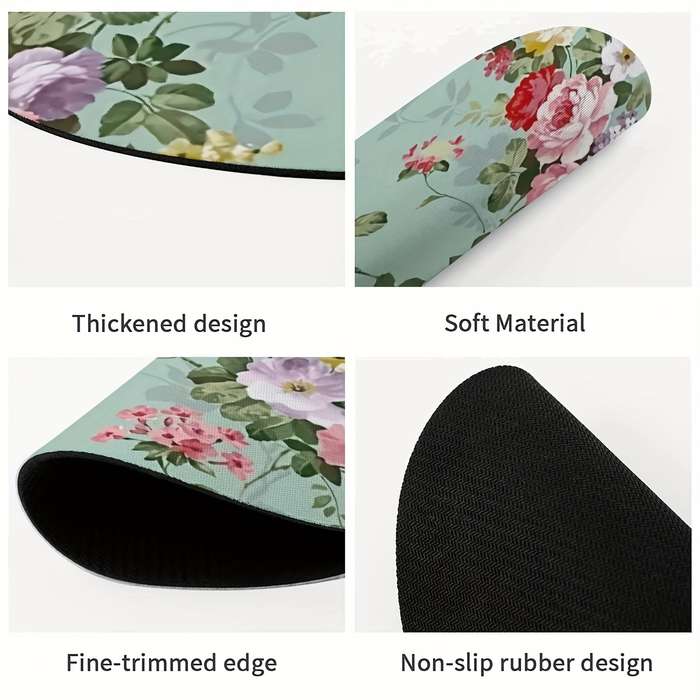 1pc Trendy Desk Ergonomic Floral Mouse Pad for Women and Girls Non-Slip Washable Rubb