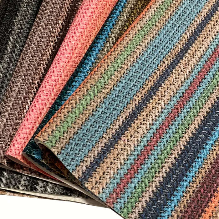 1 Piece Of Multicolor Rainbow Striped Woven Faux Leather Black