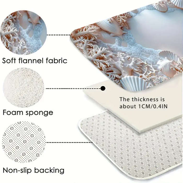 3 Piece Ocean Coast Bath Mat Set
