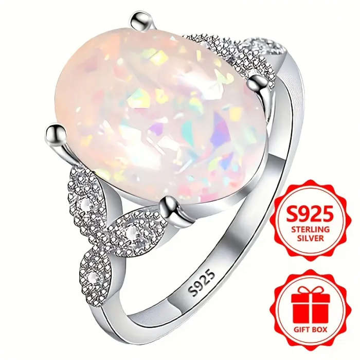 925 Sterling silver Ring, featuring a Opal stone, stylish and elegant design