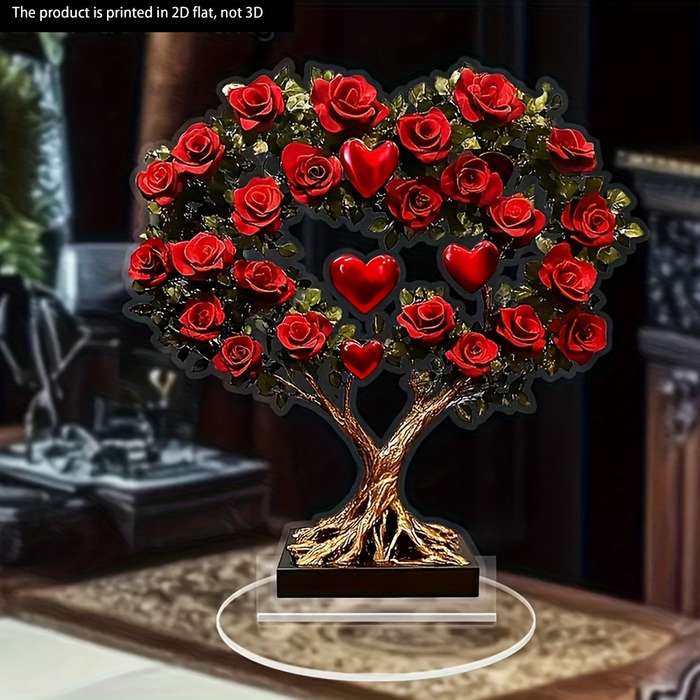 1pc 2D Flat  A Bouquet of Roses Filled with Love Along with a  Acrylic Ornament Makes a Great Ch
