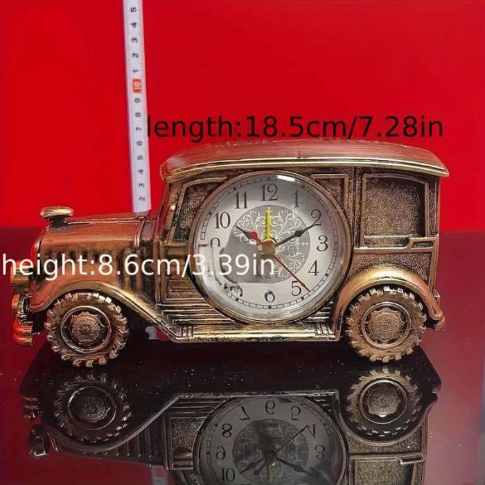 1pc Vintage Car-Shaped Alarm Clock Creative Bedside Office Decor Battery Operated AA Perfect