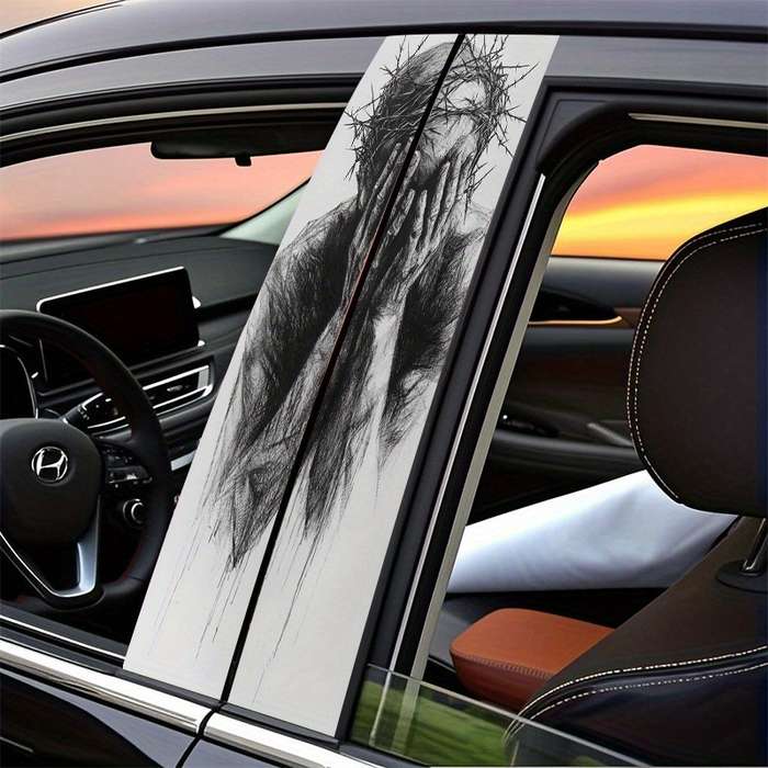 2PCS Set Left And Right Jesus Christian Themed Stickers