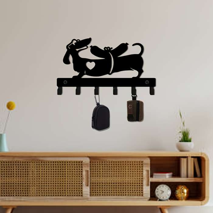 1pc of funny smart puppy metal decorative key hook design keychain rack door back wall garage key