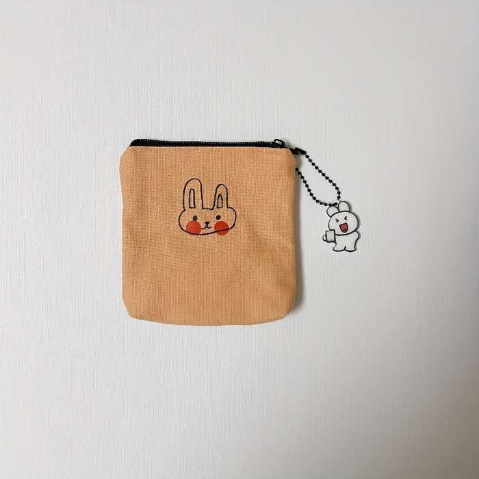 1pc Small Canvas Cute Bunny Coin Purse Simple Fresh Hand Wash or Professional Dry Clean