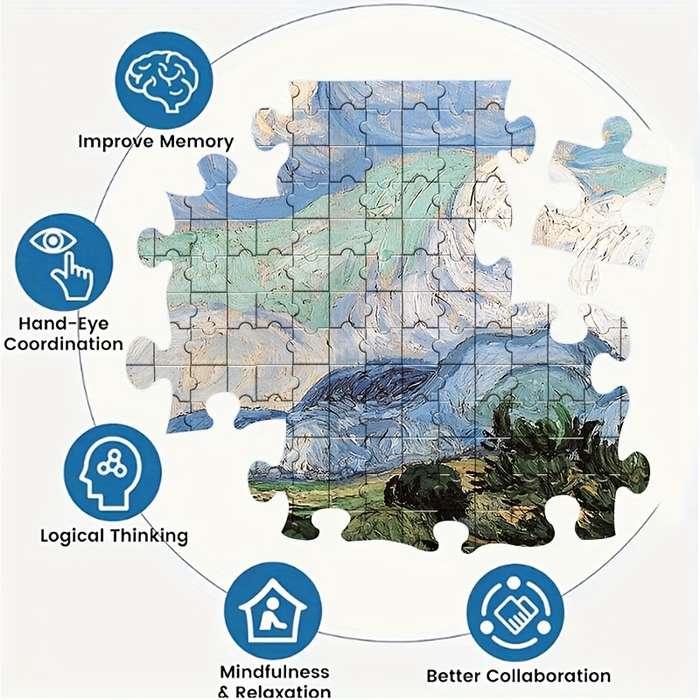 1000pcs Van Gogh Inspired Jigsaw Puzzle for Adults Vibrant Colorful Landscape Scen