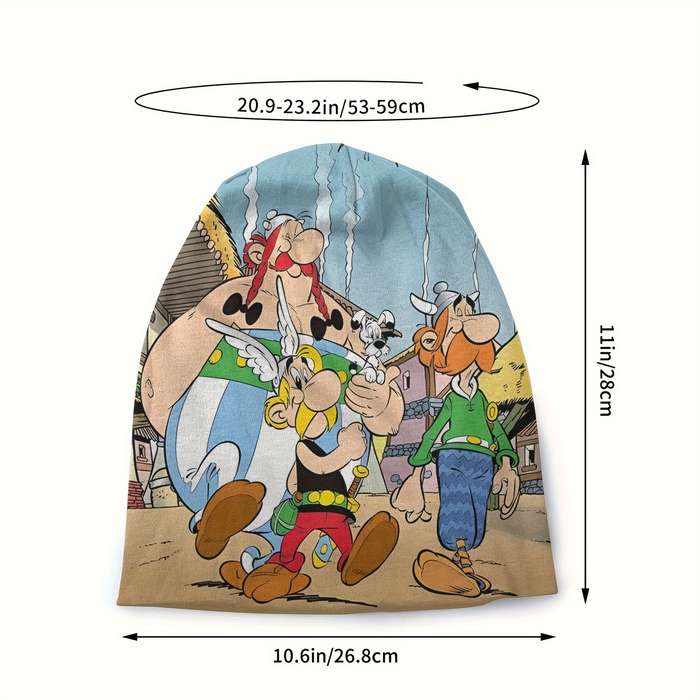 1pc Retro Comic Men's Skullies Beanies Vibrant Cartoon Print Street Style Fashion Caps Warm