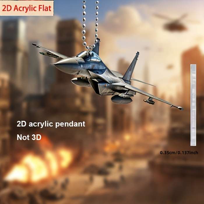 1pc 2D Flat  s  Plane Acrylic Military Aircraft Pendant  Fighter Jet Charm for Car M