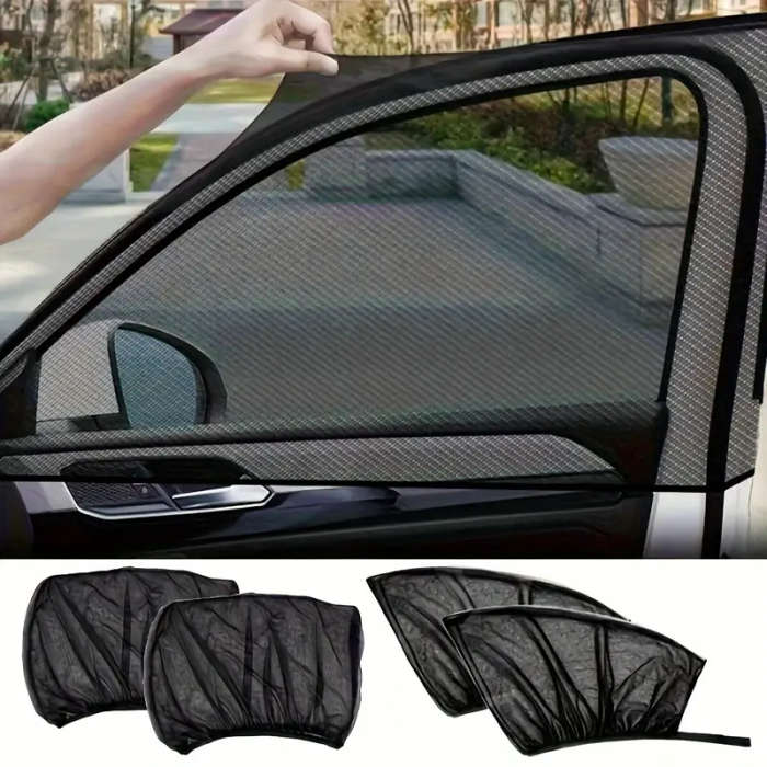 4pcs Polyester Car Sunshade Screen UV Protection Anti-Mosquito Insulation Reflective Awnings