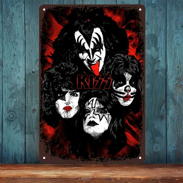 1pc Kiss Band Vintage Metal Poster Perfect for Man Cave Garden Bar or Garage Decor Durable Al