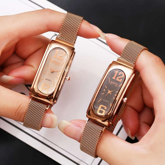 1pc Women'S Fashion Casual Square Quartz Wrist Watch with Numerical Scale Dial Alloy Band And Case N