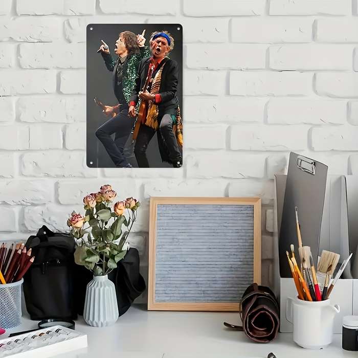 1pc Vintage Rolling Stones Band Metal Poster 20.32x30.48 cm Tin Sign with Iconic Mick Jagger Gu