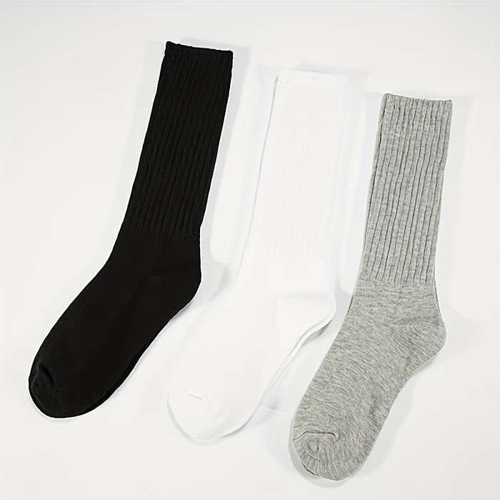 1 Pair Random Color Solid Color One Size High Elastic Socks