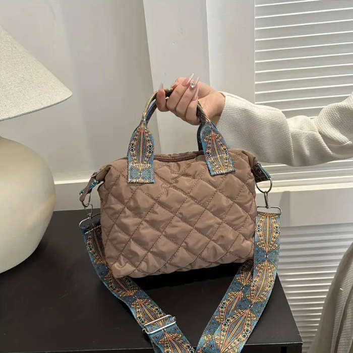 1pc Stylish Quilted Nylon Crossbody And Shoulder Bag for Girls Durable Casual