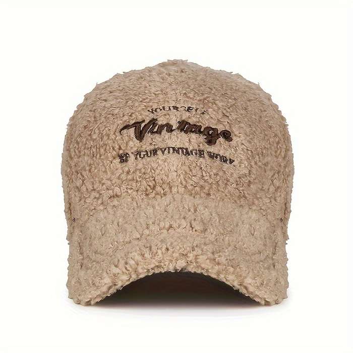 1pc 1 Vintage-Inspired Authentic Vintage Baseball Cap Cozy Beige Fleece 100% Polyester Hand-W