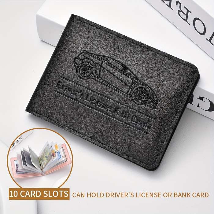 1pc DEABOLAR Driver's License ID Card Holder Stylish Car Design Wallet for Credit Cards Compac