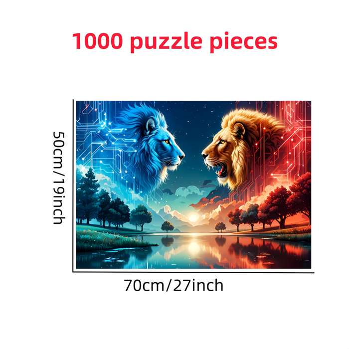 1000pcs Lion Puzzle Challenging DIY Brain Teaser Cardboard Jigsaw Vibrant Colors