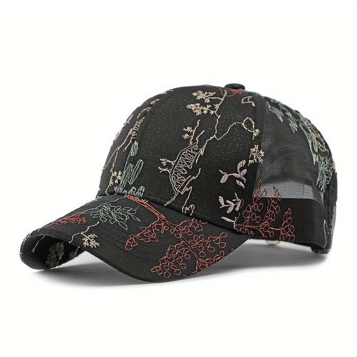 1pc Breathable Mesh Baseball Cap for Women Adjustable Sun-Protective Dad Hat with Classic Embroi
