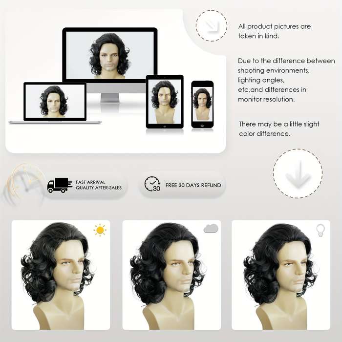 1Pc Black 40.64cm Fashion Design Wig