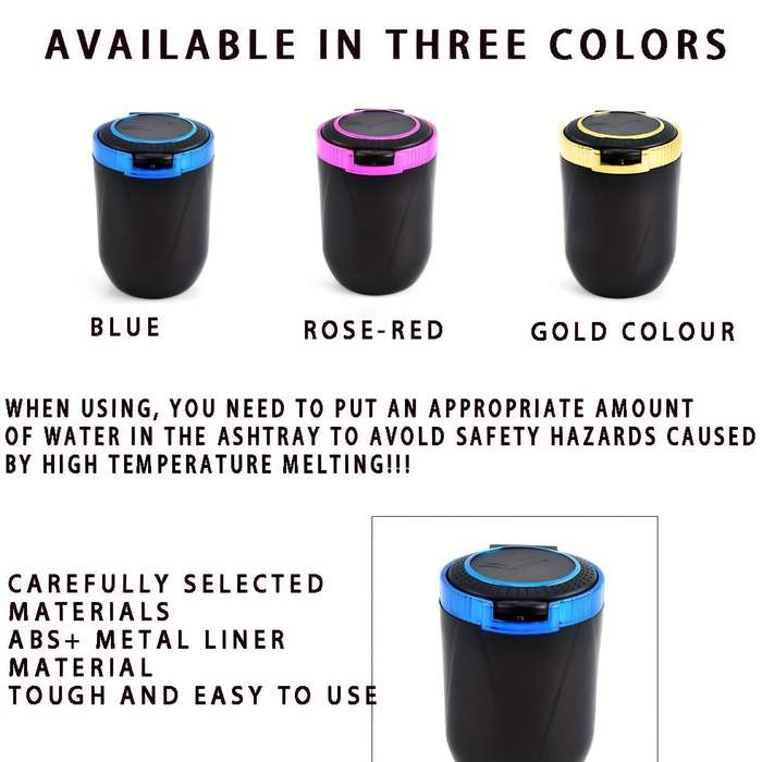 1pc Car-mounted Non-flammable Ashtray ABS + Metal Inner Structure One-Button Automatic Pop-up