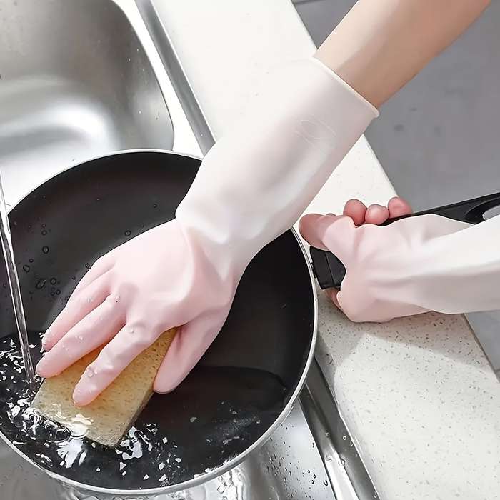3 Pairs One Each In Pink Green And Blue Size M Household Cleaning Gloves