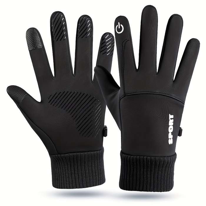 1 Pair Black Warm Gloves