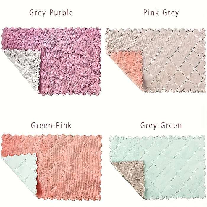 10pcs Ultrafine Fiber Dish Cloths Multi-Purpose Cleaning Towels Double-Sided Scrubbing Spon