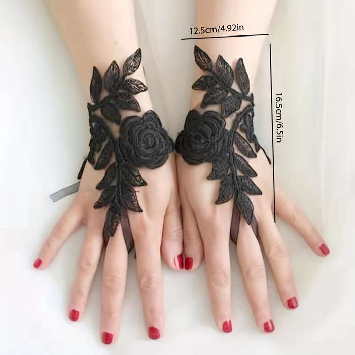 1 Pair White Elegant Lace Bridal Gloves