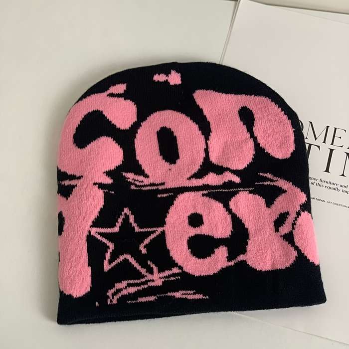 1pc Unisex Acrylic Knit Beanie Hat Stretch Fit Jacquard Letter Embroidery Warm Winter Headw