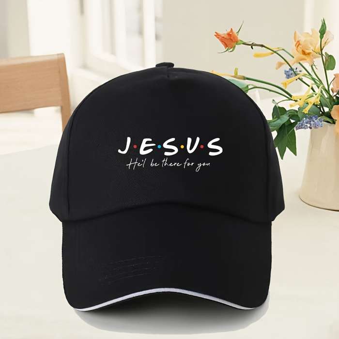 1pc Adjustable Baseball Cap With 'Jesus' Print Lightweight Breathable Fabric Wide Brim For Outd