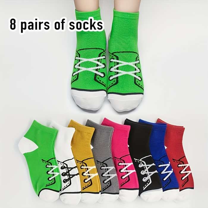 8 Pairs Multicolor One Size High Elastic Socks