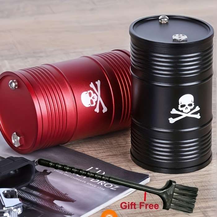 1pc Stylish Aluminum Alloy Car Ashtray with Lid Sleek Black Corrosion-Resistant Design 0.9
