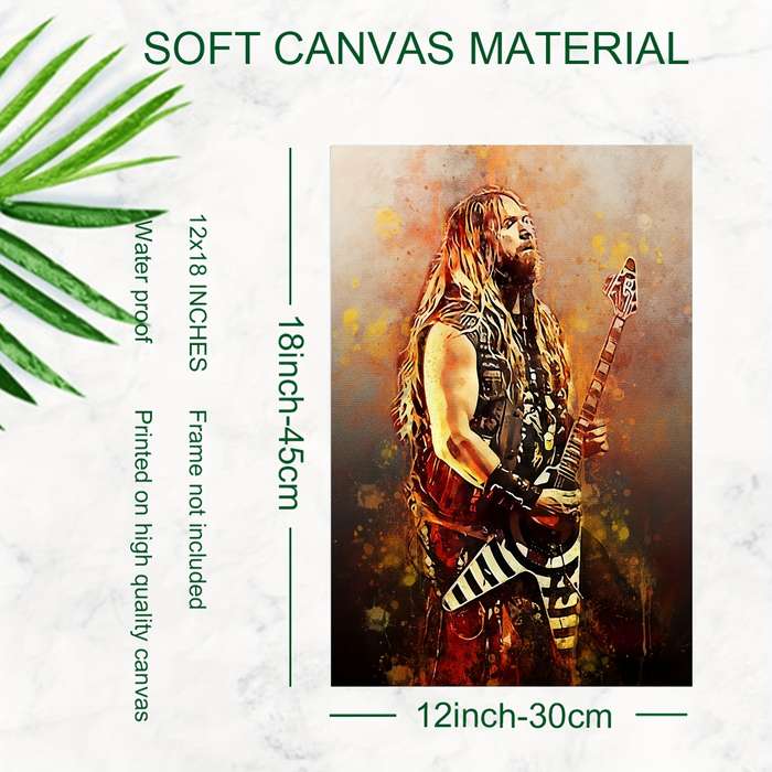 1pc  Frameless Zakk Wylde Poster HD Canvas Print Vibrant Watercolor Splash Art 30.48x45.72 cm