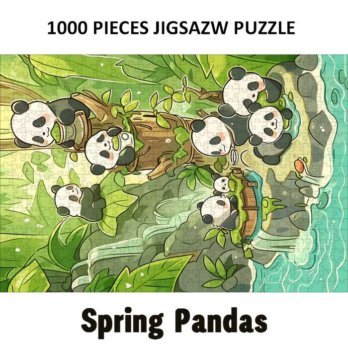 1000pcs Panda-Themed Jigsaw Puzzle for Adults Spring Pandas Artwork Challenging Pap