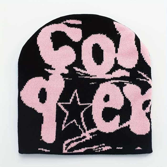 1pc Unisex Knit Beanie Trendy cope Letter Design Windproof Street Style Hat for All Season