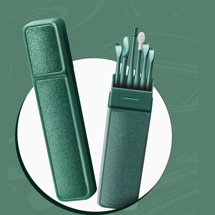 6pcs Portable Ear Cleaning Kit with Durable Spoon Set Storage Case Safe Battery-Free Ear Wax Removal