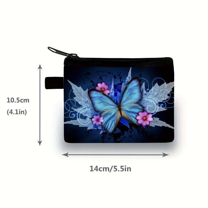 1pc Butterfly Print Polyester Coin Purse Casual Style Women's Wallet with Key Card Slot
