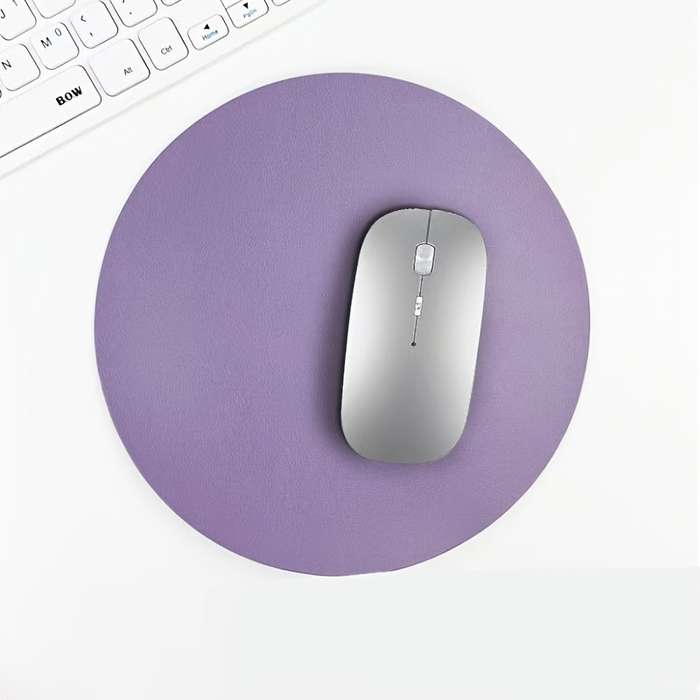 1pc Round Faux Leather Mouse Pad Sleek Black Smooth Surface for Precision Tracking