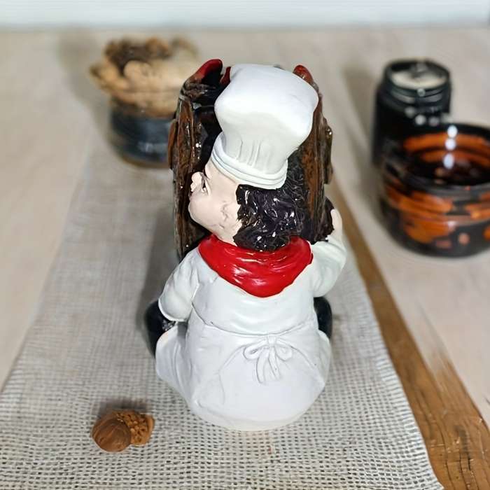 1pc Chef Figurine Toothpick Holder Charming Resin Kitchen Decor with CHEF Label Ideal for
