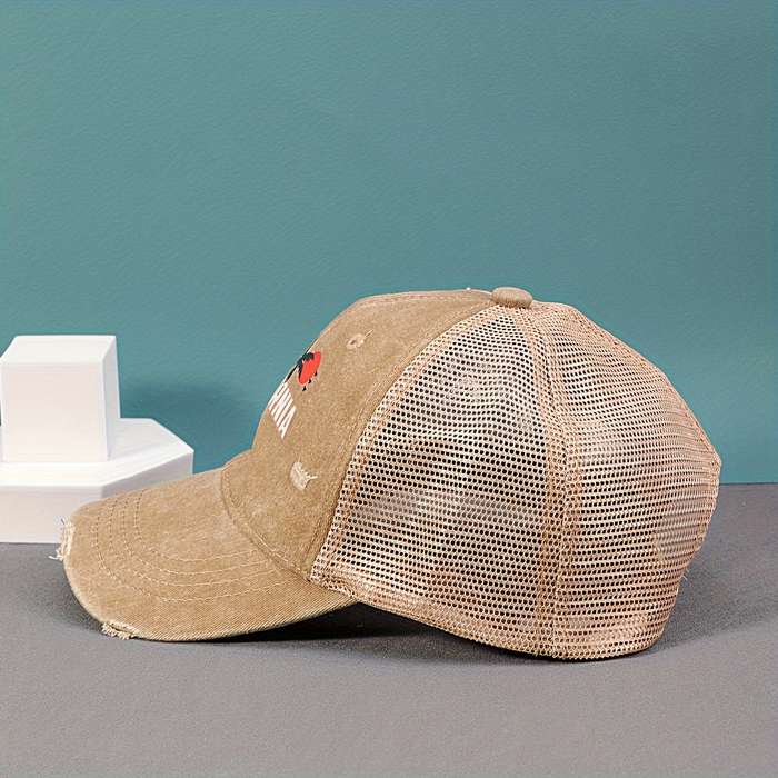 1pc California Beach Sunset Printed Cotton Baseball Cap with Mesh Back and Adjustable Snap Closure