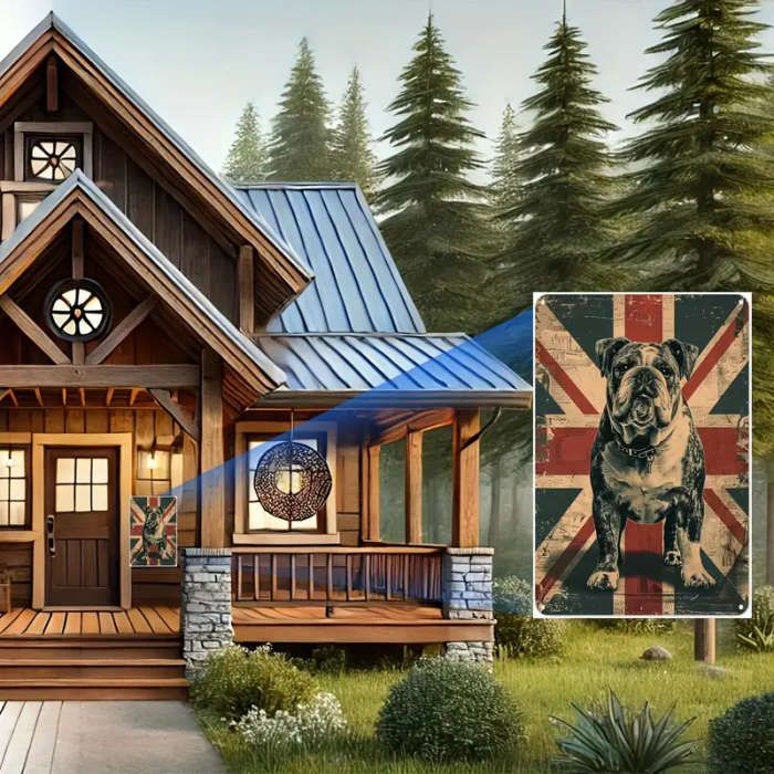 1pc British Bulldog Union Jack Metal Wall Art Vintage Style Tin Sign Weather-Resistant Indoor Outdoo