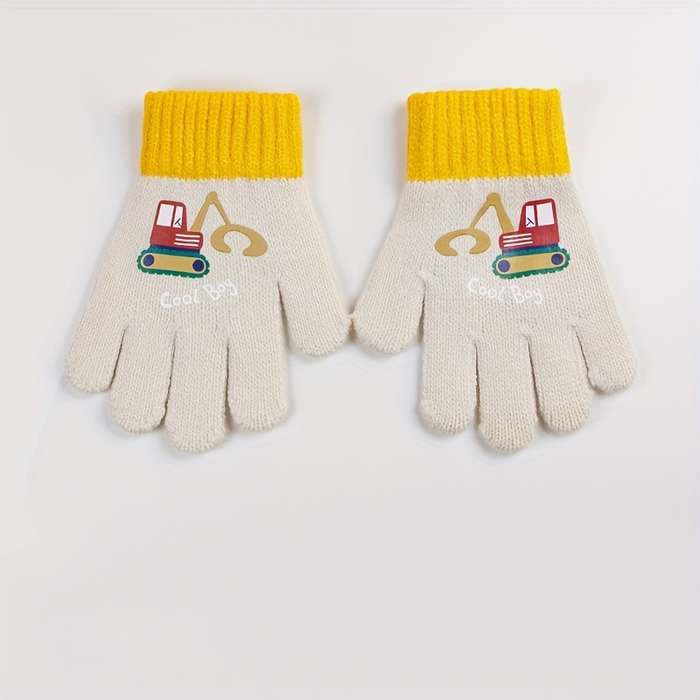 1 Pair Pink Thick Version Size 1 To 5 Years Old Warm Gloves