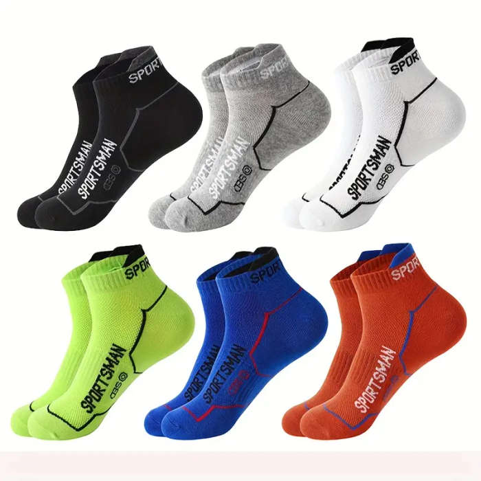 6 Pairs of Unisex Athletic Socks - Breathable Cotton